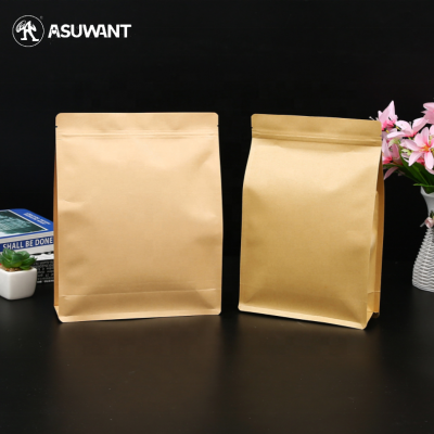 Custom LOGO Kraft Paper Eight-sided Aluminized Foil Zip Lock Packaging for Powdered Food Tea Dried Fruit