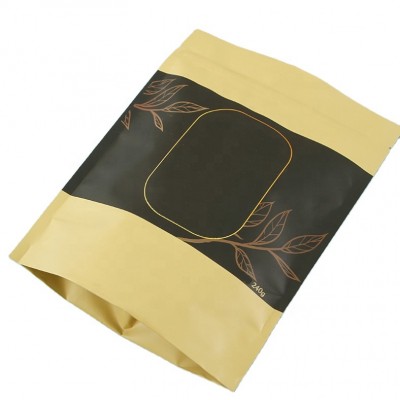 Custom Food Tea Coffee Candy Packaging Aluminum Foil Sealed Zipper Plastic Kraft Paper Bag