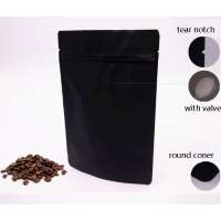 Matte black stand up mylar foil tea coffee food packaging zip lock pouch bag