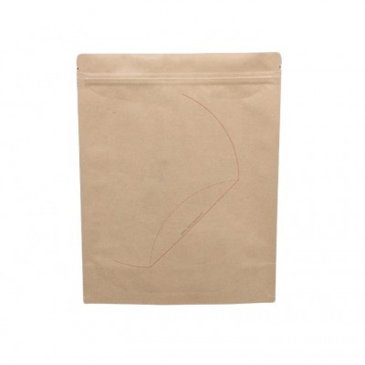 Eco Friendly Recycle Zip Lock Dried Fruit Stand Up Pouch Kraft Paper Packaging Bag with Window